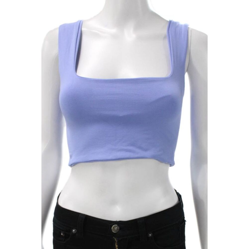 FP Movement Womens Stretch Knit Square Neck Sports Bra Blue Size Extra Small